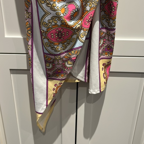 VENUS Funky Pink and Yellow Faux Wrap Asymmetrical Mini Print Sundress Size M - Picture 5 of 15